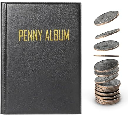Siuwddee Penny Sammelbuch Album, Coin Collector Book, Souvenir Holder, Penny Sammelbuch Für 108 Münzen, Pressed Book Holds Money Organizer Gepresster Pennys Halter Für Sammler