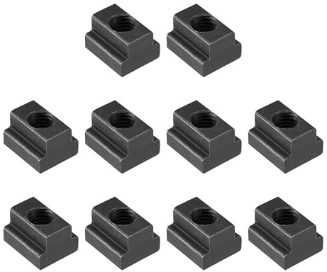 TOP-VIGOR M10 Thread T Slot Nuts 10Pcs, Grade 8.8 Alloy Steel Black Oxide Finish T-Slot Nut Set, Heavy Duty T Nuts for Aluminium Extrusion, CNC Fixtures, Workbench & Furniture Assembly