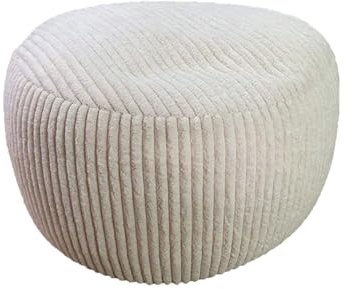 Relaxdays Pouf, Cord, HxD: 25 x 35 cm, Polystyrol-Füllung, rundes Bodensitzkissen, Wohnzimmer Hocker, Sitzpouf, beige
