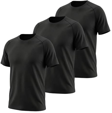LNFINTDO 3 Pack Mens Quick Dry Running Shirts Short Sleeve Athletic Tops | Crew Neck,Breathable and Comfortable,Moisture Wicking Fabric,Lightweight Sports Tops for Training and Outdoor Activities
