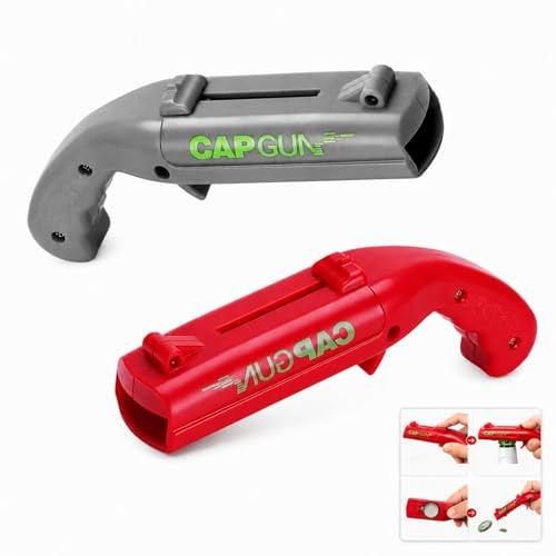 QLK Pistola Abridor De Botellas, Herramienta De Tiro Divertida Para Fiestas De Bar, Regalos De Cerveza Para Hombres, Juego De 2 Piezas En Color Rojo Y Gris