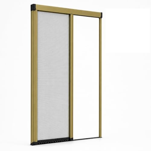 ESTO Zanzariera Tanke a Rullo per Porta 140x250 cm, Riducibile in Larghezza e Altezza, Apertura Laterale Scorrevole, Alluminio, Guida Bassa Calpestabile 4 mm, Chiusura Rallentata