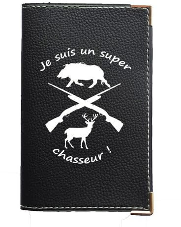 Syl'la – Porte-papiers Voiture Cuir Noir Personnalisé Super Chasseur – Étui Carte Grise, permis pour Homme et Femme