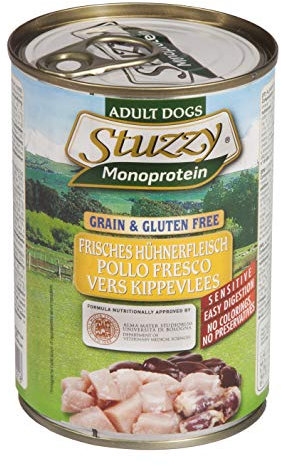 Stuzzy Dog Monoprotein Huhn, Hundefutter nass, 6 Dosen x 400 g, 2.4 kg