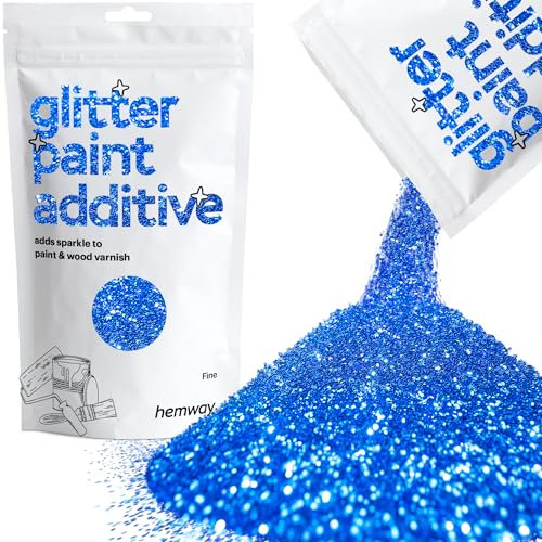 Hemway Glitter Paint Additive - Sapphire Blue | Fine Metallic Flakes for Adding Sparkle to Paints & Wood Varnish | Add to Emulsion, Acrylic & Latex for Indoor Sparkly Walls | 100 g