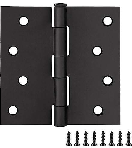 Design House 188995 - Bisagra de esquina cuadrada de 10 cm, color negro mate | Radio cuadrado, superficie, tradicional, acero, paquete de 10, hardware, 188995