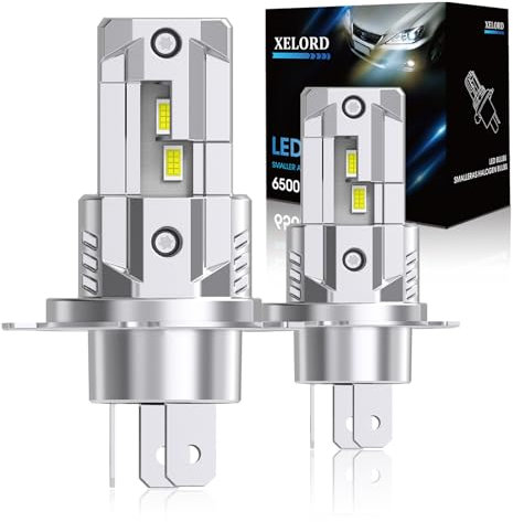 XELORD H4 LED Ampoules de Phare Automobile,Blanche 6500K 400% Lumineuse,55W 14000LM 12V,Plug n Play,2PCS