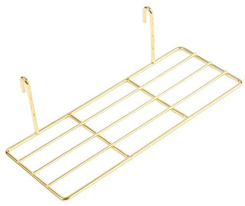 Estante plano para panel de rejilla de pared, bandeja multiusos de alambre de metal, organizador de escritorio y accesorio de almacenamiento para el hogar y la oficina, color dorado