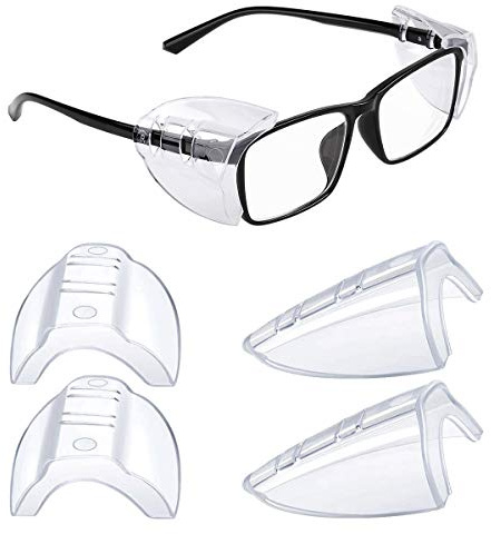 MELASA 2 Pairs Side Shields for Prescription Glasses, Safety Glasses Eye Protection, Slip on Fits Most Small to Large Eyeglasses