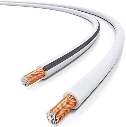 CABLEPELADO Cable de Altavoz | Alambre Trenzado Cable CCA | Aluminio Revestido de Cobre | Sección 2.5 mm2 | Blanco | 10 Metros