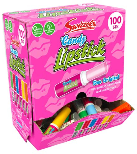 Swizzels DOK Candy Lipstick, Lippenstifte aus saurem Zuckerkomprimat, 100er Pack (100 x 6g), in praktischer Spenderbox, 600 g