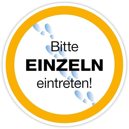 XXL-Aufkleber Warnung Hinweis Bitte Einzeln eintreten Hygiene Schild Folie | Ø40-100cm Made in Germany, Größen Name: Ø40 cm