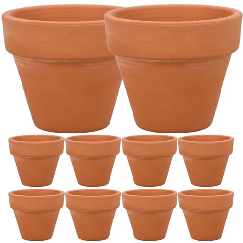 Happyyami Lot de 10 mini pots en terre cuite rouge de 4,5 x 4 cm avec trou de drainage pour jardinage, balcon, jardin