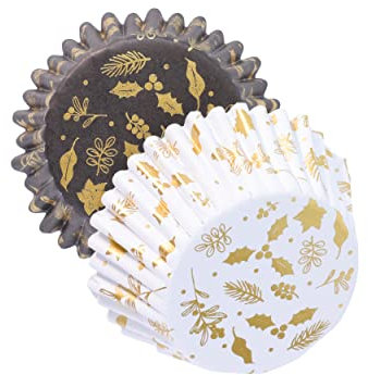 PME BC852 Weihnachtliche folienbeschichtete Cupcake-Förmchen, Winterbeeren (30 Stück), Papier