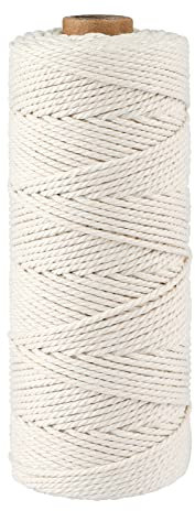 jijAcraft Bäcker Bindfäden Beige Baumwollschnur Makramee Garn Garn 1.5 mm x 200 Meter, Perfekt für DIY Handwerk, Fleisch Binden, Würstchen Machen