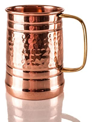 Ornate International Tasse en cuivre pur martelé Big Moscow Mule, verres et ustensiles de bar, hôtel, restaurant, 600 ml