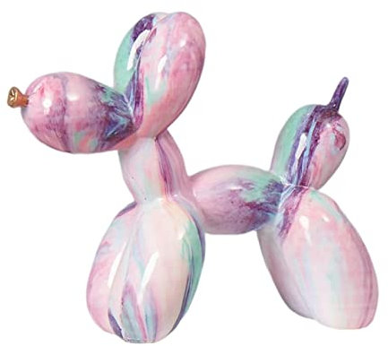 Tubayia Harz Ballon Hund Hündchen Statue Dekofigur Graffiti Skulpturen Tischdeko Wohnzimmer Dekoration (Rosa)