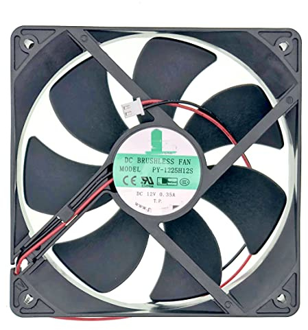 PY-1225H12S DC12V 0.35A 120×120mm×25mm 12CM 12025 Ice Maker Fan, 2-Wire DC BRUSHLESS Ice Machine Fan