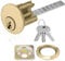 XFORT Polished Brass Rim Cylinder, Security 5 Pin Rim Cylinder Door Lock Complete with Components of Three Keys, Trim Ring and Shim.