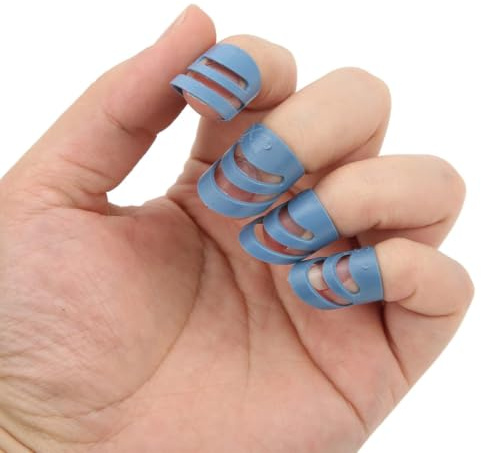 Gitarren Fingerpicks, 4 Stück S M L XL Ukulele Daumen Finger Plektrum Gitarren Fingerspitzen Schutz Bass Fingerplektren Fingerschutz für Saiten Gitarre Banjo Mandoline Zubehör Leier Harfe Bass