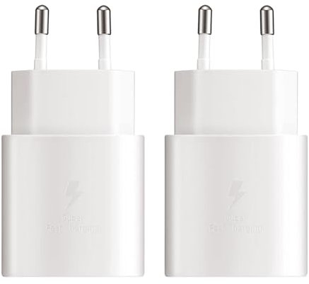 2 Stück 25W Schnellladegerät USB C,für Samsung Galaxy S20,S21 FE S21 Ultra,S22 5G,Note20,A52S,A53,A72,M53,Z Fold3,Fold4,Flip 3,Flip 4,Super Fast Charging Ladegerät Netzteil Type C (Weiß)