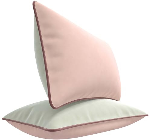 Blau Marité Ensemble de Housses de Coussin en Velours Extra Doux avec Bordure contrastée. Design Moderne et réversible. Rembourrage Non Inclus.