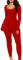 SRZYMJ Rot Damen Jumpsuits Sportbody gerippte Strick Overall Unitards Ganzanzug Gymnastik Trikot Body Elastisch Yoga Bodysuit Leggings Square Neck Hip Lift Slim Fit Langarm Strampelhöschen