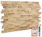 NOVECRAFTO Stone Slate Effect 3D Wall Panelling Kit of 16 pcs, PVC Wall Panel Size 37.59x18.8 in (95.5x48 cm) Covering 19.71 ft² (1.83 m²) for Kitchen, Bathroom, Living Room, DIY Stone Slate Brown