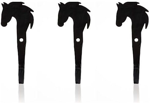 Fayesia Ganchos de pared de hierro forjado – Juego de 3 ganchos negros hechos a mano para montar en la pared con tornillos y accesorios, ganchos decorativos de diseño animal para toallas, bolsos,