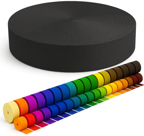 KBBB Gurtband 2m 5m 10m 50m lang – 50 Farben Breiten: 10mm 15mm 20mm 25mm 30mm 40mm 50mm Taschengurt aus Polypropylen, ideal für DIY-Projekte & Handarbeiten 860 Anthrazit 50mm x 5m