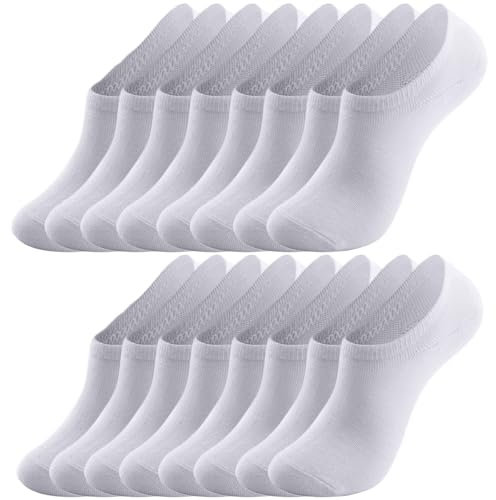 flintronic Sneaker Socken Damen, 8 Paar Damen Füsslinge Herren, No Show Socken mit Rutschfest Silikon, Unsichtbare Sneakersocken Unisex, Atmungsaktiv Kurzsocken Baumwolle 35-38/39-42