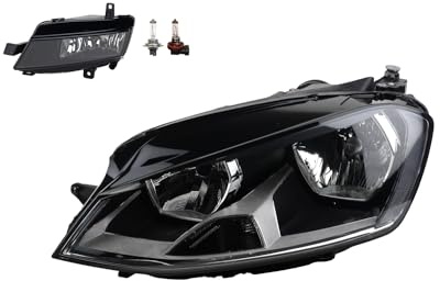 Johns, Scheinwerfer Halogen Front passend für VW Golf VII 5G1 BA5 12-16 H7 H15 Links + Nebelscheinwerfer + Leuchtmittel