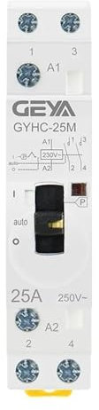 GEYA Contattore AC modulare Contattore domestico manuale 50/60Hz Tipo di guida DIN (2P 25A 2NO 220V Manual)