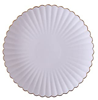 Cuiynice Assiettes à dîner Assiette à dîner 10 Pouces Série chrysanthème Assiettes à dîner en céramique à Bord doré - Assiettes à dîner Blanches Assiette d'ustensiles de Cuisine