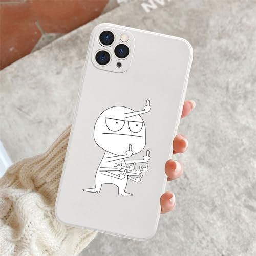 Funny Man Handyhülle für iPhone 15 11 12 13 14 Pro Max Mini Mittelfingerhüllen für iPhone 7 8 Plus X XR XS Max Weiche Rückseite, weiß T2620, für iPhone X XS