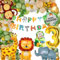 Geburtstagsdeko 3 Jahr Jungen Mädchen, Dschungel Safari Luftballons 3 Jahr Geburtstag mit Tierfolie Ballons Banner für Kindergeburtstag party Deko