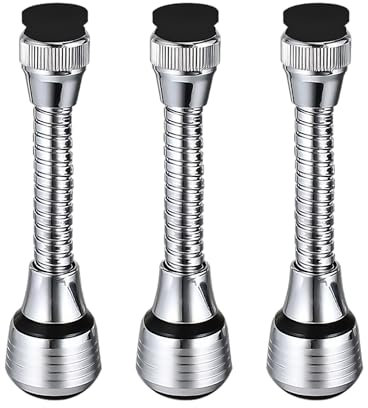 HDGSAFD Juego de 3 grifos de cocina de acero inoxidable, giratorios de 360°, a prueba de salpicaduras, aireadores extensibles