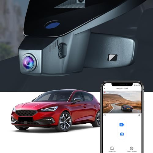Fitcamx Dashcam 4K Kompatibel mit Seat Leon MK3 MK4 2017-2024 (HD2-6113), OEM Autokamera 2160P UHD Video WiFi, G-Sensor, Loop-Aufnahm, WDR Dashcam mit akku, Plug & Play, Schwarz, mit 64 GB Karte