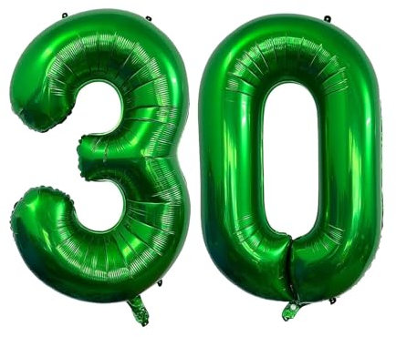 Geburtstag zahlen Luftballon 30 jahre-dunkelgrün XXL Jumbo Folienballon 40 Zoll – 101 cm Luftballons 30 Geburtstag Junge Mädchen Babyparty Geburtstagsdeko Jubiläumsparty Dekoration