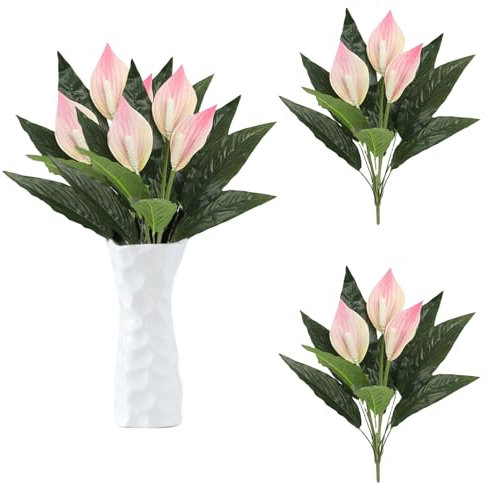 astylishome Grave Flowers Fake Flower Outside - 6 PCS Simulation Bouquet Decoration with Long Stems for Vase Pink Artificial Arrangement for Home Garden Party Decor 1511