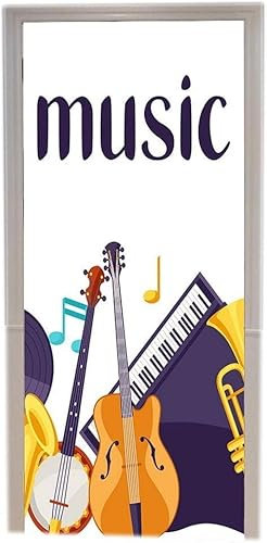 Türtapete Selbstklebend 77x200 Musik Türaufkleber 3D Türposter Musik Fototapete Türfolie Türklebefolie Wasserdichte für Türwand Dekoration Tapete a4320