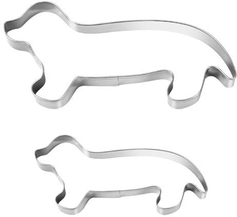 2 moldes para galletas con forma de perro salchicha, galletas de acero inoxidable, para perros salchicha, bonitos cortadores de galletas para hornear y manualidades