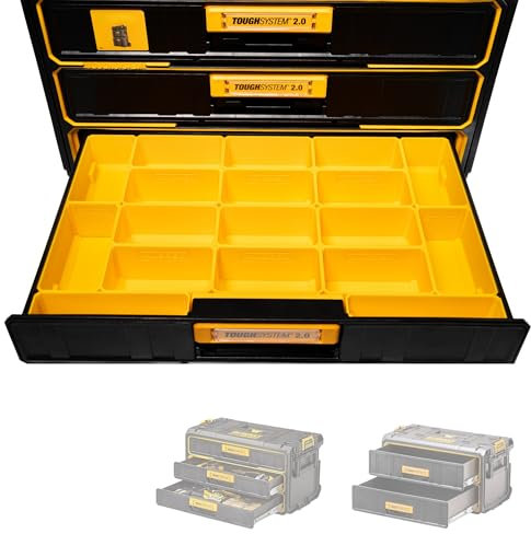 Rugged tools STORAGE BINS compatible with Dewalt Toughsystem 2.0, 2 & 3 drawer toolboxes (Yellow)
