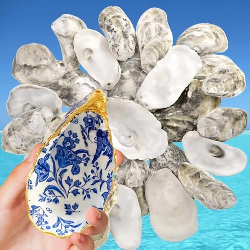 10,2 cm - 12,7 cm große Austernschalen zum Basteln, 15 Stück, echte natürliche Austernmuscheln für Ostereier, Weihnachten, Vasenfüller, Heimdekoration, DIY, Kerzenherstellung, Muscheln zum Basteln