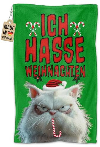 PR Print Royal Handtuch mit Spruch - Ich Hasse Weihnachten - Handtuch Bedruckt Fotohandtuch, 30 x 50 cm