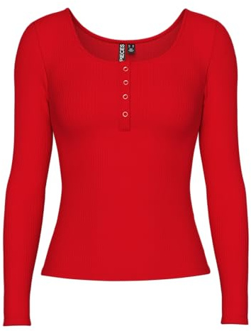 PIECES Women's Pckitte LS Top JRS Noos Bc, Goji Berry, L