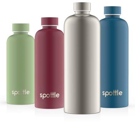 spottle Edelstahl Trinkflasche 500 ml – Thermosflasche aus Metall, doppelwandig, vakuumisoliert, Kohlensäure geeignet, auslaufsicher, spülmaschinenfest
