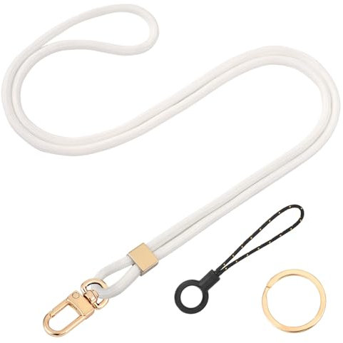 Segus Lanyard, 1 Stück Schlüsselanhänger zum Umhängen, Umhängeband mit Metall Karabinerhaken, Schlüsselband Mädchen, für Schule, Büro, Unternehmen (Weiß)