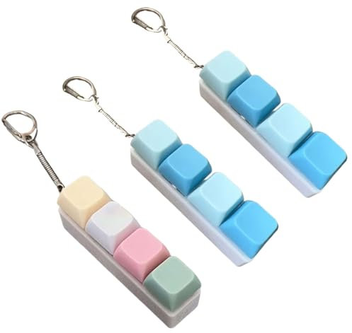 3 Pcs Keyboard Fidget Toy, Keyboard Fidget, Keyboard Keychain, Keyboard Clicker Fidget with 4 Keys Keyboard Decompression Toys Relieve Stress, Suitable for Students Teenagers And Adults to Pass Time