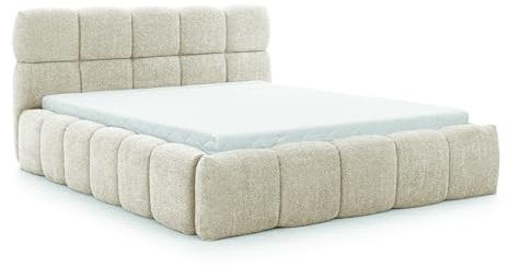 FURNISTAR Polsterbett Sofia 200x200 mit Bettkasten, Doppelbett mit Stauraum und Lattenrost, Boxspringbett-Optik, ohne Matratze, Bett - Creme